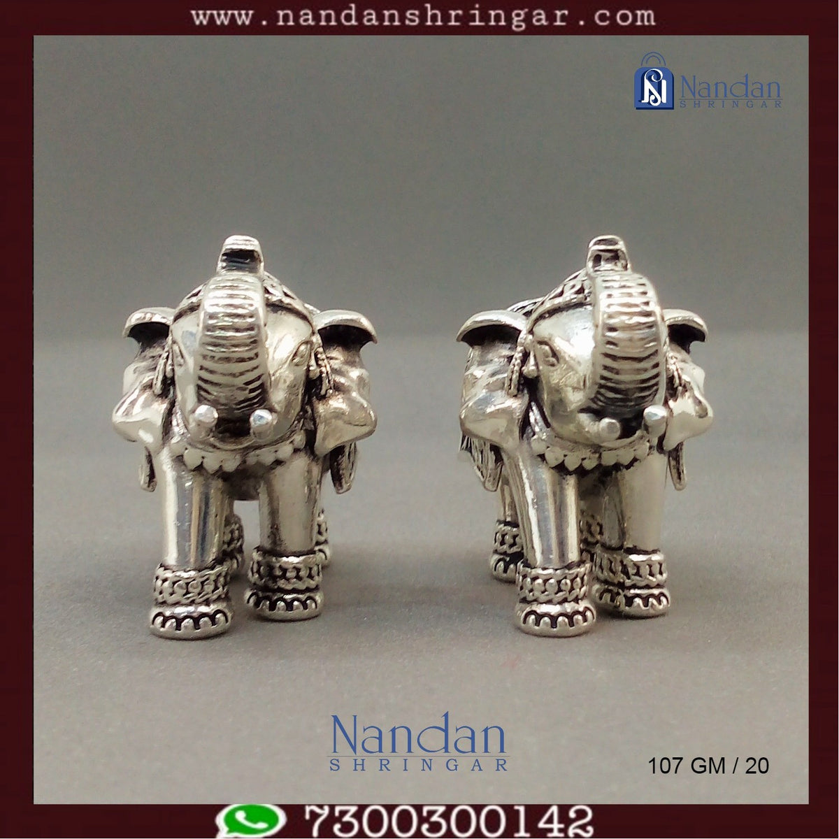 Antique Elephant Fine Silver - One Pair