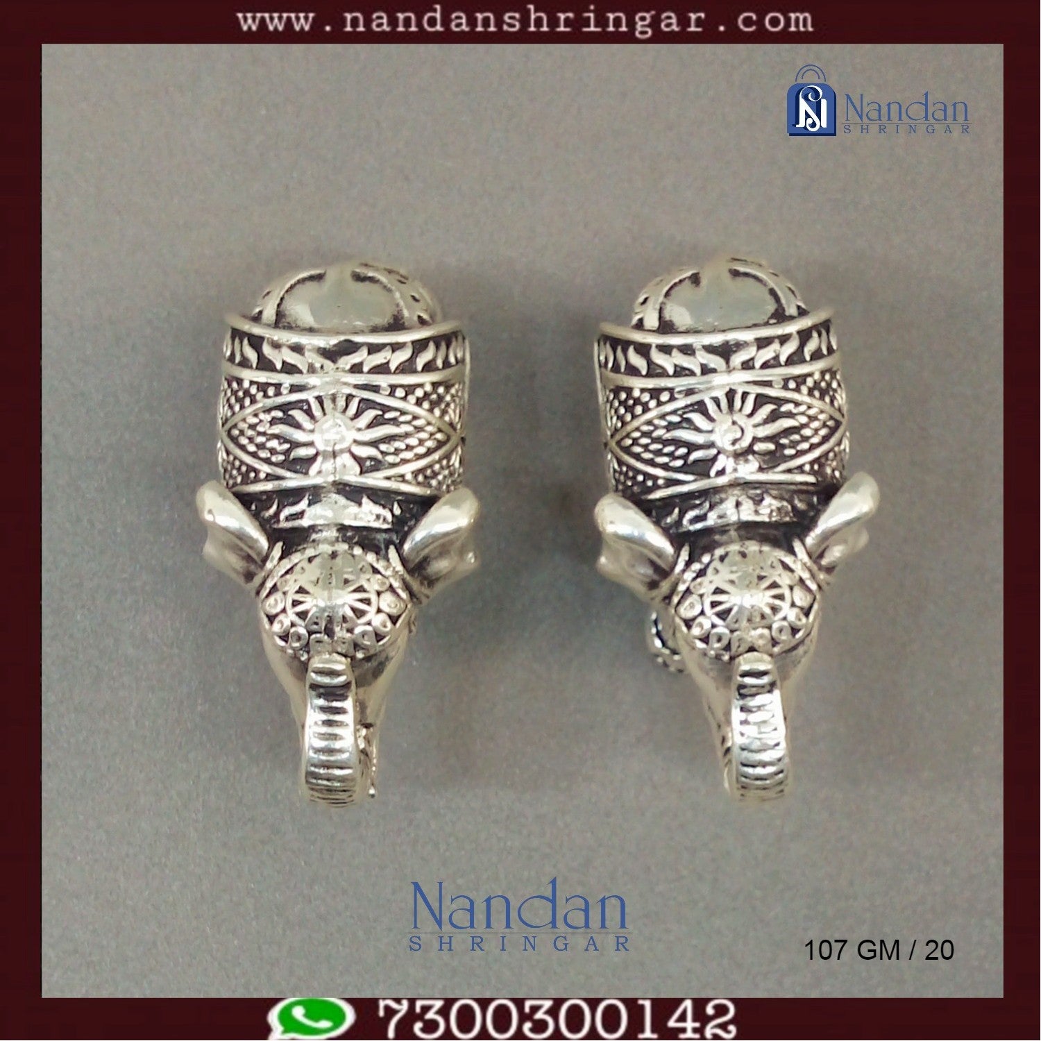 Antique Elephant Fine Silver - One Pair