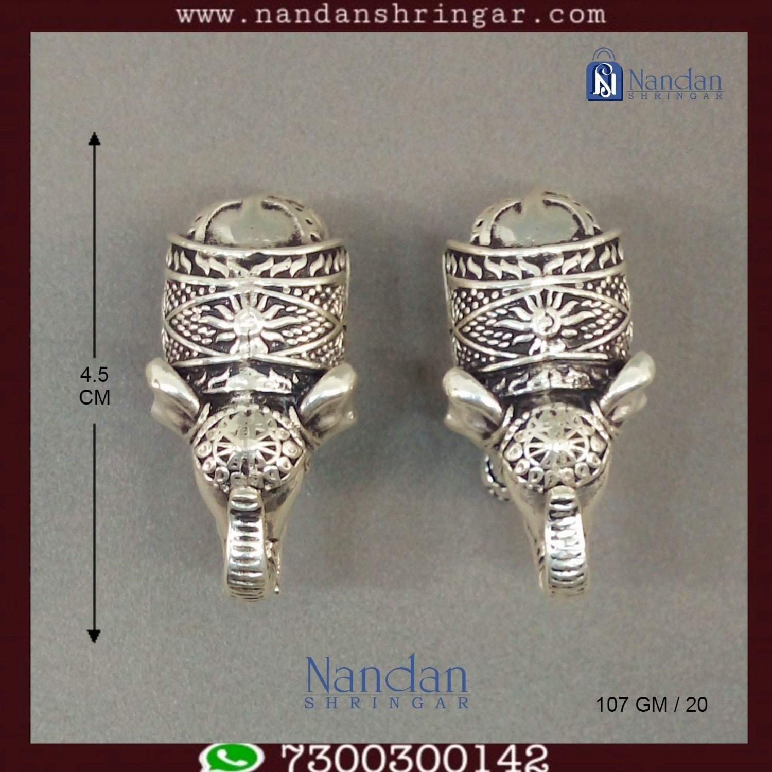 Antique Elephant Fine Silver - One Pair