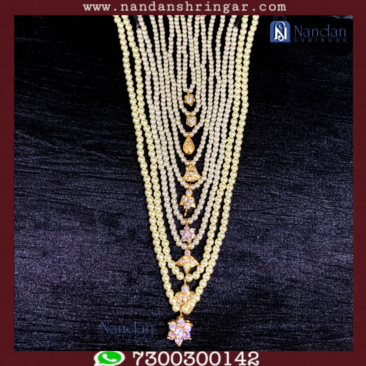 Semi pearl bati mala set by Nandanshringars featuring elegant design and intricate detailing.