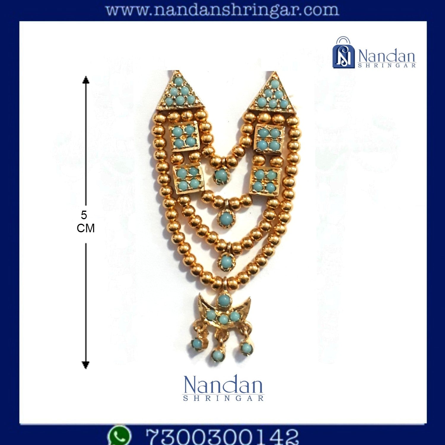 Choldi Chouki Mala in firozi with gold and silver accents, showcasing intricate craftsmanship by nandanshringars.