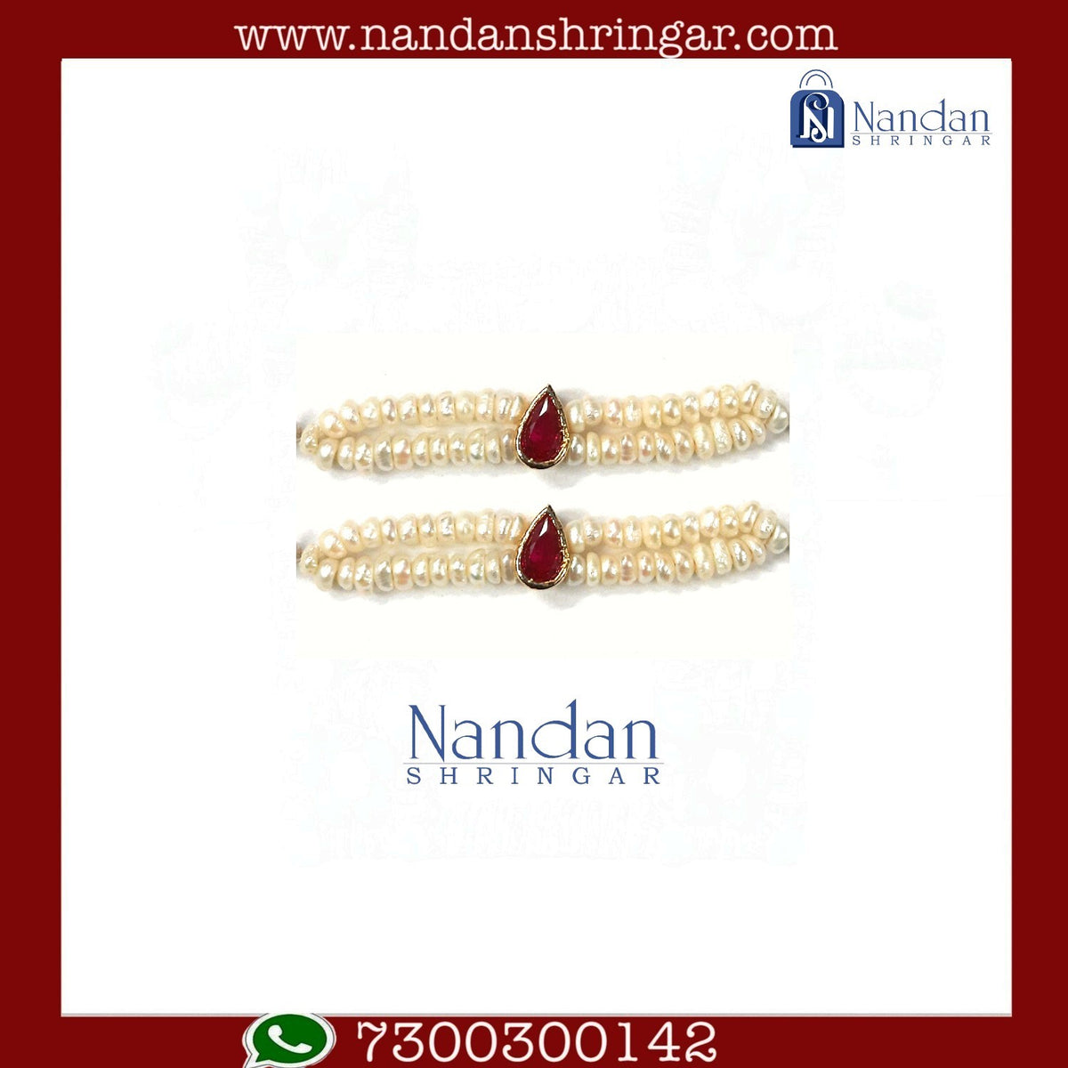 Bajuband - (Silver, Real Pearl)