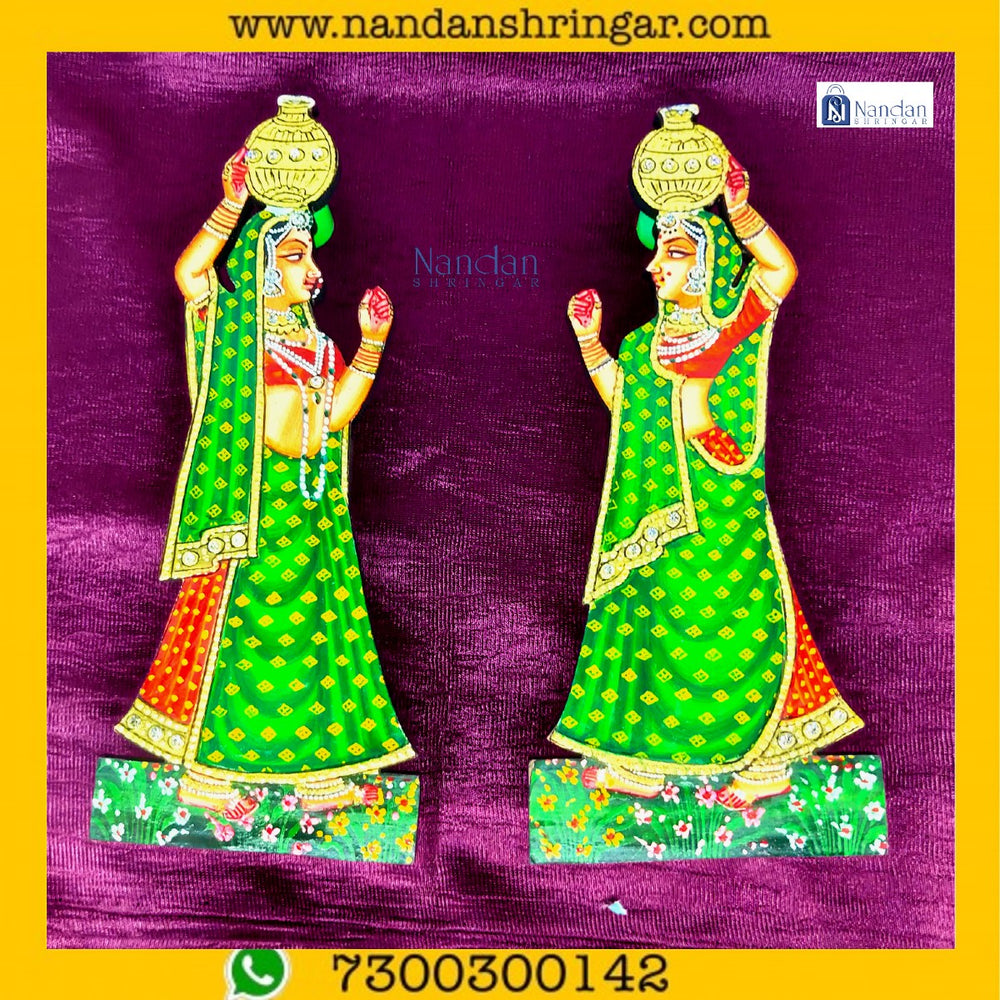 Green Gopi Matki pair from nandanshringars, showcasing traditional design and craftsmanship.
