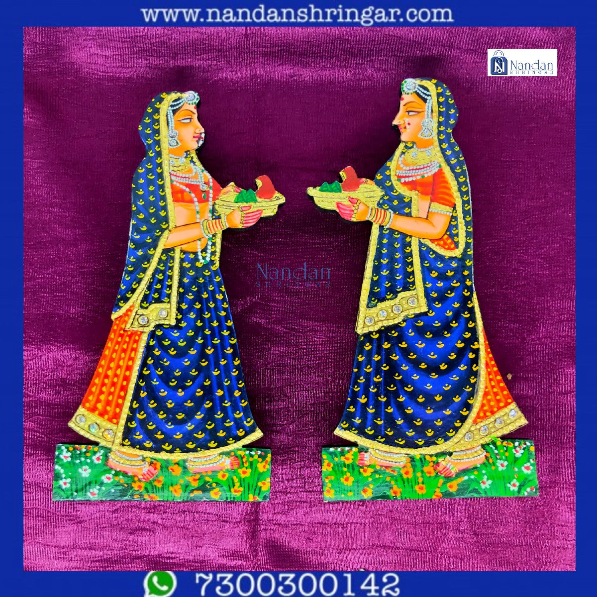 Blue Gopi Thaali Pair by Nandan Shringa, featuring intricate designs and traditional craftsmanship.