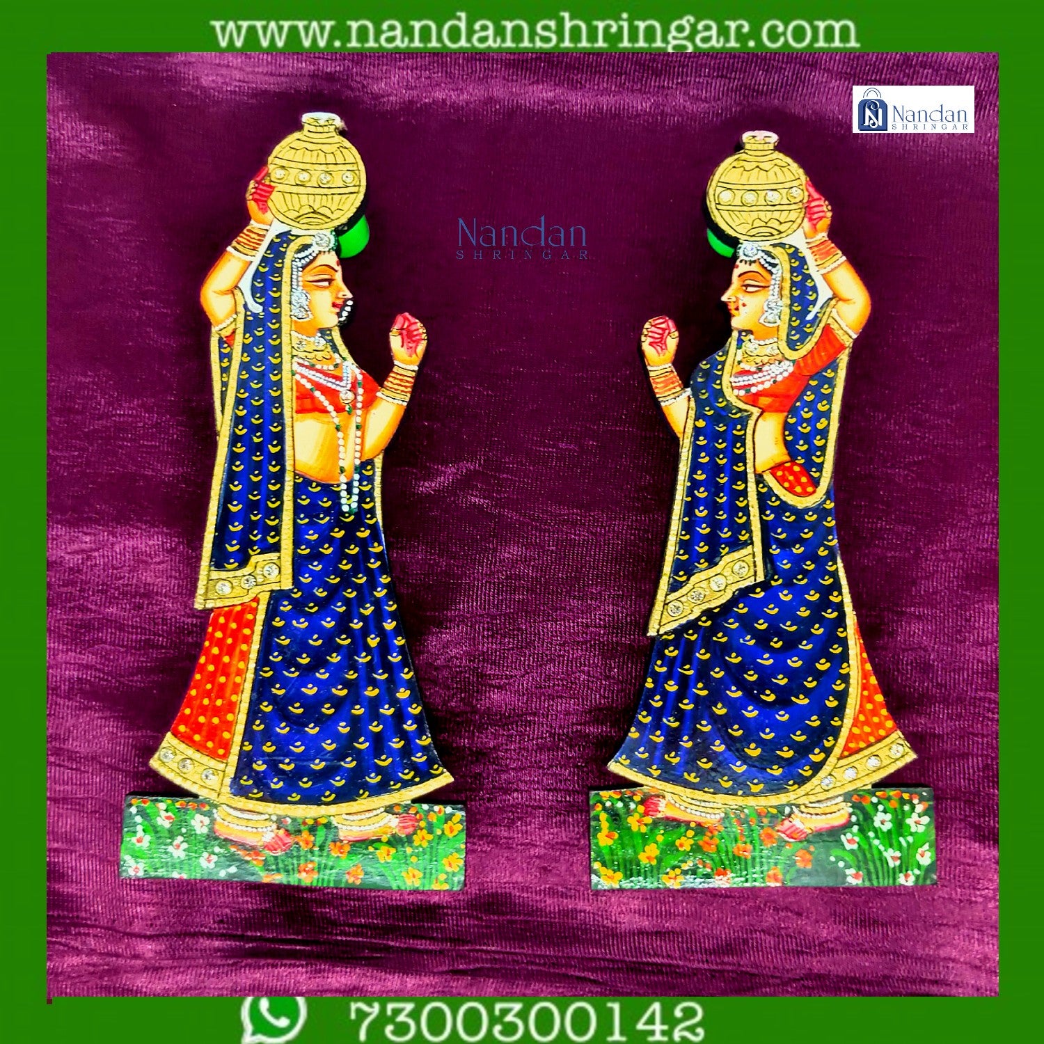 Blue Gopi Matki pair by Nandanshringars, showcasing traditional design and craftsmanship in a vibrant color.