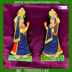 Blue Gopi Matki pair by Nandanshringars, showcasing traditional design and craftsmanship in a vibrant color.