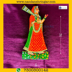 Gopi Morchhal pair in vibrant orange, featuring traditional design by nandanshringars, showcased on a neutral background.