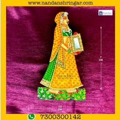 Orange Gopi Darpan pair by Nandanshringars, showcasing intricate design and craftsmanship.