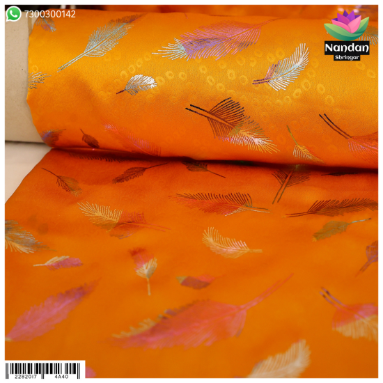 Satin Mayur Print Vatra - Orange 