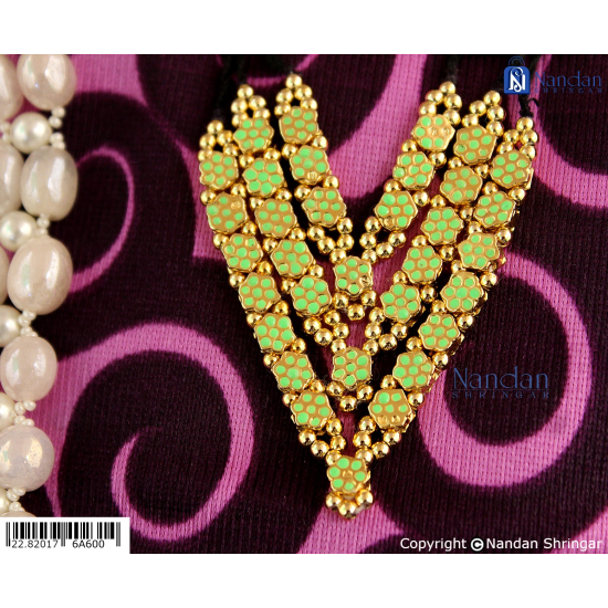 Meenakari Mala Reversible - White Green