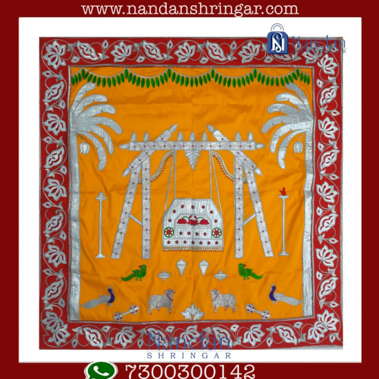 Special Embroidery Pichwai Silk (Nandotsav)